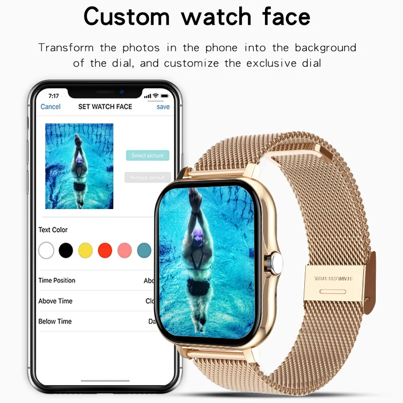2021 moderan digitalni sat sa pametan ekrana za žene i muškarce, Sportski sat s srčanog ritma, krvnog tlaka, Vodootporan e Bluetooth-sat s led pozadinskim osvjetljenjem Slika  5