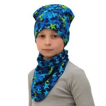 Komplet kapa i бактуса unisex, za dječake i djevojčice s uređenjem (mnogi modeli: Pamuk 95%, elastan 5%, dvostruki sloj)
