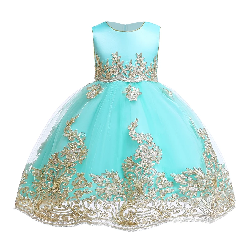 Božićna haljina za djevojčice Klasično lijep cvijet haljina za djevojčice Pamučno monotone vjenčanicu bez rukava Dječja odjeća Slika  4