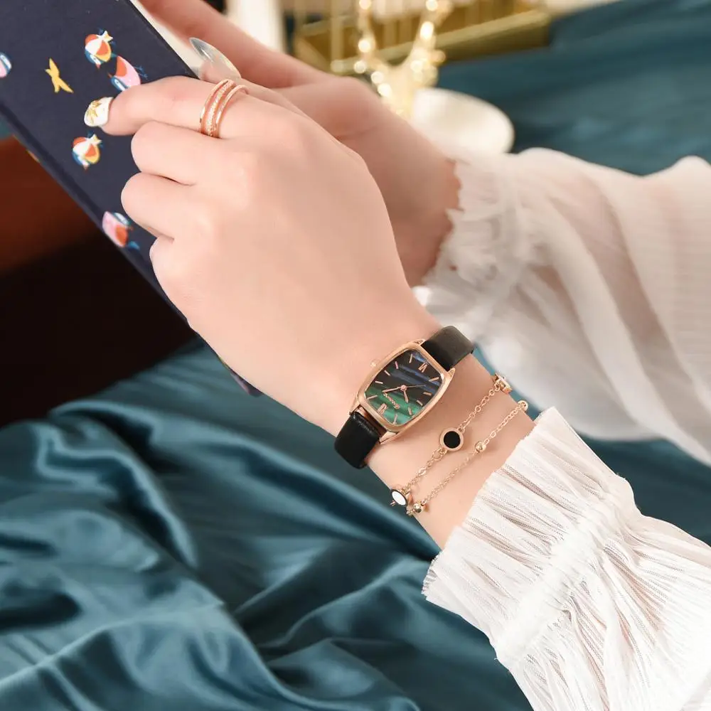 Relojes Para Mujer Ženske kožne satovi Luksuzni satovi Kvarcni sat s mramornim dial Svakodnevne ženski ručni sat Bayan Kol Saati Slika  0