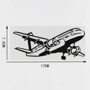 YJZT 17X7,5 cm Kreativni Avion Art Dekor Vinil Naljepnica za auto Oznaka Smiješno Avion Crna / Srebrna 10A-0297