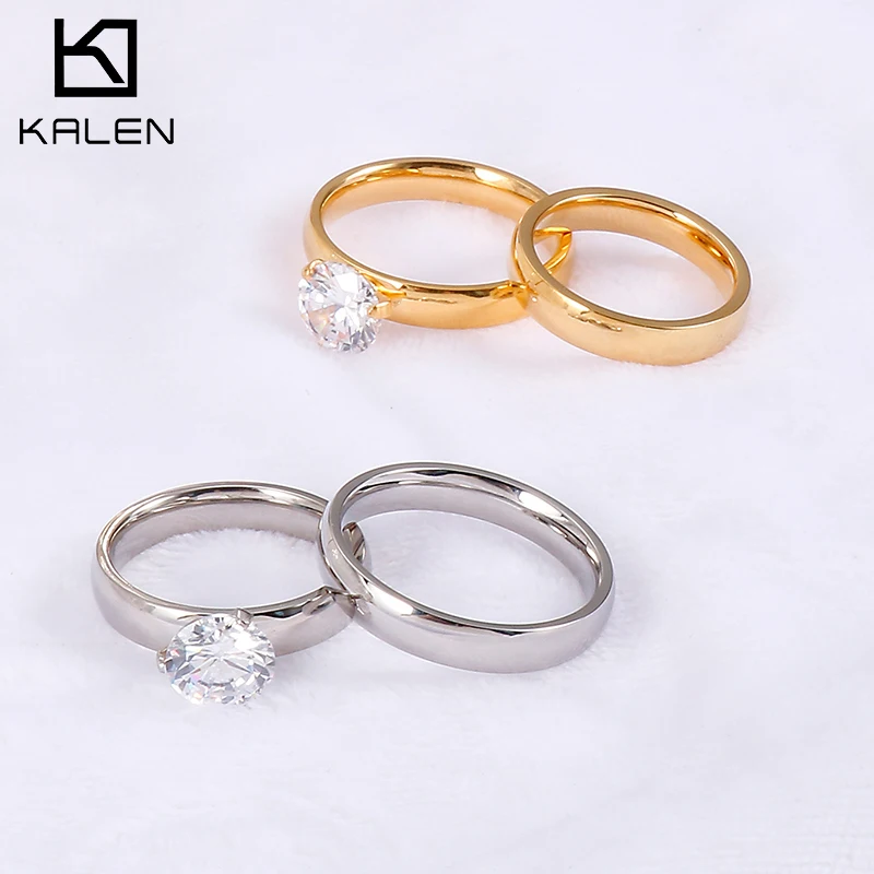 Кален Jednostavno Okrugli Zlatni prsten Srebrne boje Princeza Tijara Royal Crown sa kristalnim prstenovima Za žene Vjenčanje college Modni nakit Slika  1