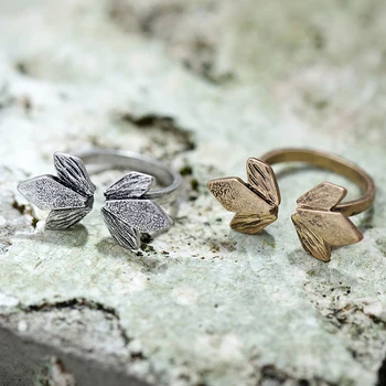 Novi dolazak Legure sa ostakljenom lišćem Midi Prstena za prste za žene Vintage Antičku Zlato i Srebro je Boja Otvorena pljuska Ženske prstenje Nakit