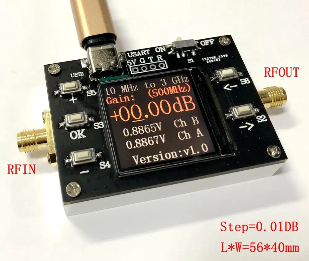 Dykb 10 M-3 Ghz 120 db Digitalno pojačalo pojačanja LCD zaslon 0,01 db шаговое softver za upravljanje RF pojačalo veliki dinamički Slika  1
