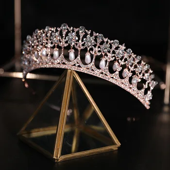 Novi Dizajn Kristali i udarima Циркона Svadbene Krune Večernje Tiaras Princeza Vjenčanje Pribor za Ženske kose vrpce za kosu vijenac