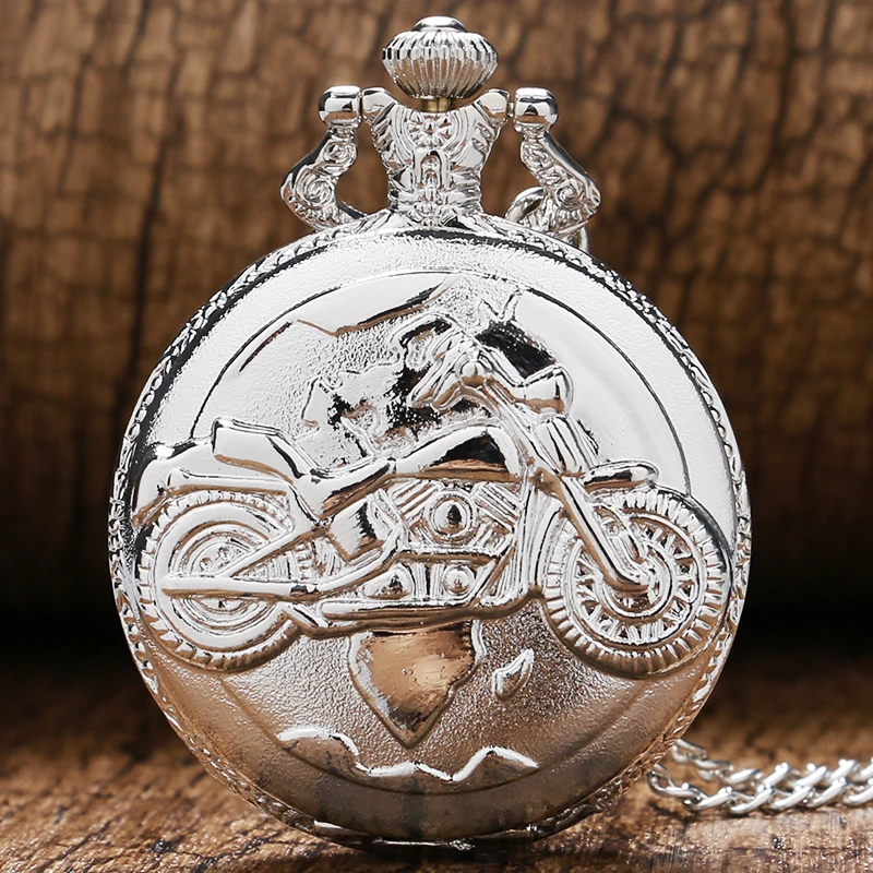 Džepni sat srebrne Boje s uzorkom motocikala Relogio De Bolso Kvarcni Sat s lancem za ogrlice P455 Slika  2