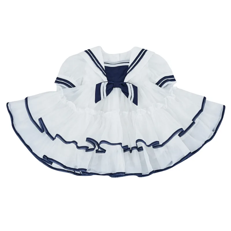 Dječja spanski Butik haljina za djevojčice, Dječje dizajnerske haljine za malu djecu, za djevojčice, u tamno plavom stilu Haljine na Dan rođenja CJ015 Slika  1