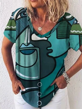 Elegantna ženska majica kratkih rukava s po cijeloj površini 2022 Ljetna moda free t-shirt za dame Svakodnevne majice kratkih rukava Pulover