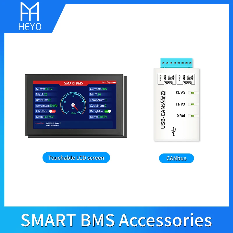 Pribor HEYO Smart BMS USB CAN Kabeli CANbus Modul Alat LCD zaslon osjetljiv na dodir Zaslon Osjetljiv na Dodir Za Smart BMS Slika  4