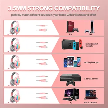 Gaming Slušalice Pink Girl s Mikrofonom Стереомузыкальные Slušalice s led pozadinskim osvjetljenjem Ožičen Slušalice za pc Igara za PS4 i Xbox One Tablet PC