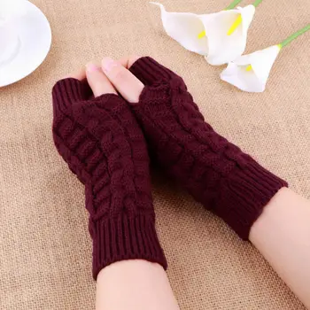 Unisex Pleteni kukičanje Duge rukavice bez prstiju Trendy ženske zimske rukavice na ruci, согревающие ruke, Podstavljene rukavice od umjetne vune