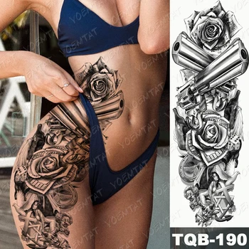 Velika Tetovaža na Rukavu Ruke Japan Samuraj Vodootporne Privremena Tetovaža Naljepnica Gejše Struk Noga Body Art Potpuna Lažna Tetovaža Žene Muškarci