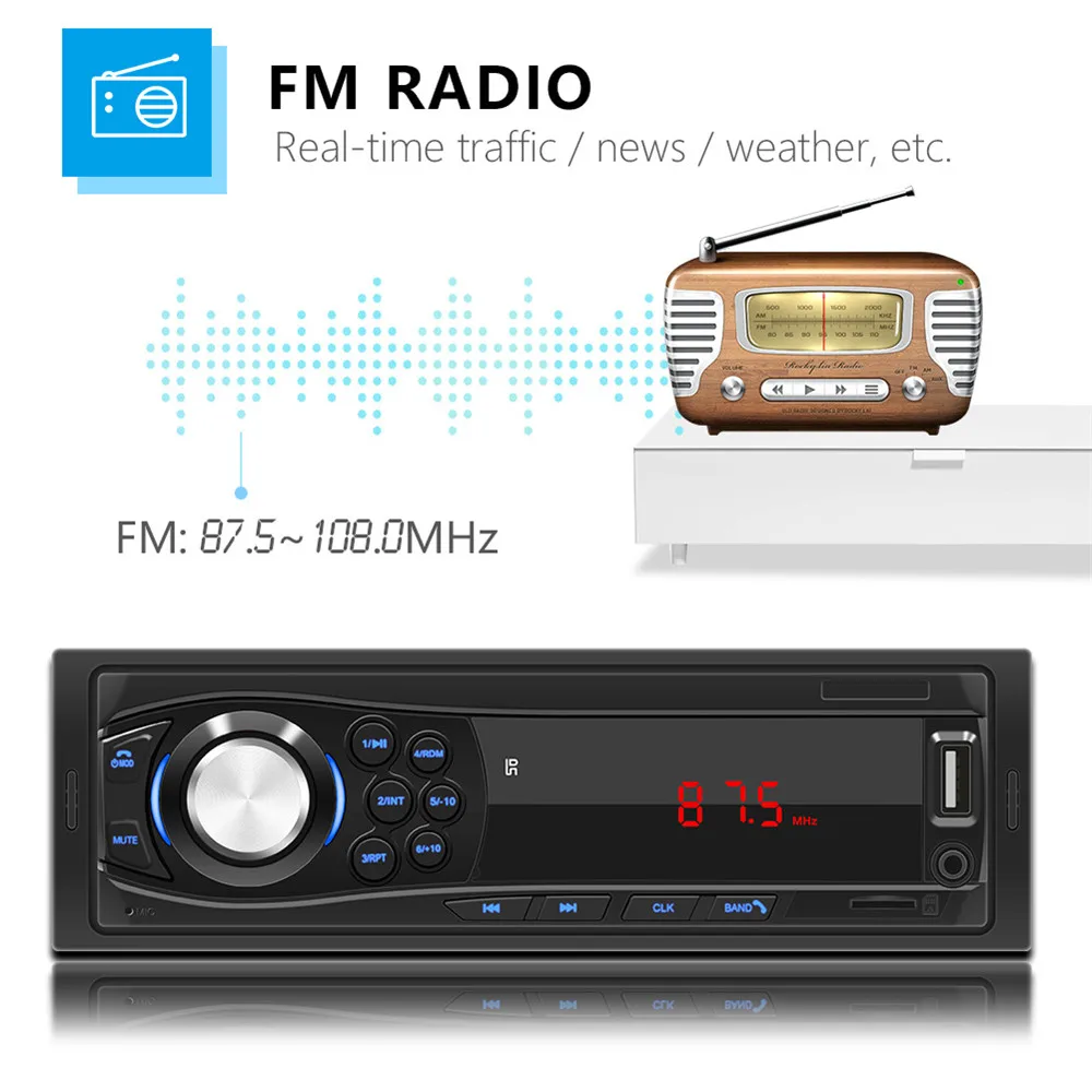 KEBIDUMEI Auto Radio Audio 1din Bluetooth Stereo MP3 player, FM prijemnik 45 W 4 S Daljinskim upravljačem AUX/USB/TF Kartica U Paketu s ploče s instrumentima Slika  1