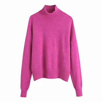 NWOMN Za 2021 Ženski pulover s visokim воротом pletene ženski džemper, pulover Ženski zeleni Top dugi rukav Jesen osnovne vintage džemper