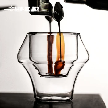 60 ml Noćni šalica demitasse s dvostrukim stijenkama od visokokvalitetnog stakla Set šalica kave Jednostavan Europski stil Šalicu Kave alati