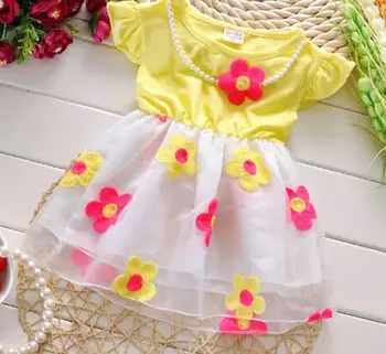 Besplatna dostava 1 kom. maloprodajne haljine za djevojčice ljeto 2019 godine haljina s жемчужным cvijet dječje odjeće za prodaju roupas infantis menina