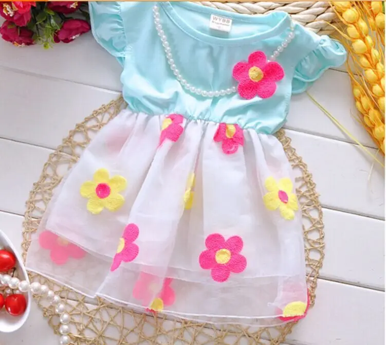 Besplatna dostava 1 kom. maloprodajne haljine za djevojčice ljeto 2019 godine haljina s жемчужным cvijet dječje odjeće za prodaju roupas infantis menina Slika  1