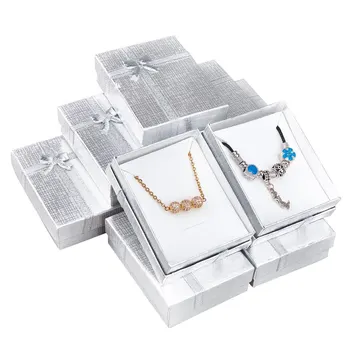12шт Kartonske kutije za nakit, za ogrlica i suspenzija s lukom izvana i spužvom unutar Veličina pravokutnika: 90x70x30 mm