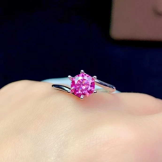 Hrskav pink муассанит za žene nakit angažman za vjenčanje trenutno se nalazi prsten srebro 925 sterling rođendanski poklon 1 karat dragulj Slika  0