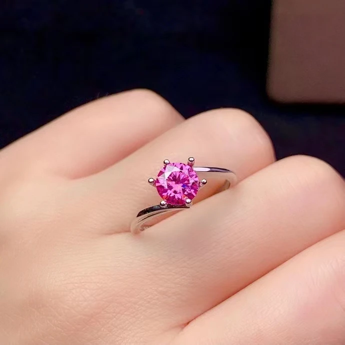 Hrskav pink муассанит za žene nakit angažman za vjenčanje trenutno se nalazi prsten srebro 925 sterling rođendanski poklon 1 karat dragulj Slika  4