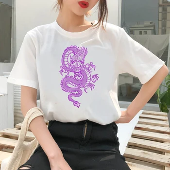 Ženska t-shirt zadnji t-shirt Dragon Totum s okruglog izreza i po cijeloj površini svakodnevni ulični majica s kratkim rukavima Harajuku vrhovima tees