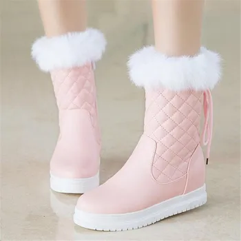 Promotivne zimske nove elegantne bijele zimske cipele s domaćim povećanjem od kašmira, pohranjuju toplinu zec kosu, studentski ženske cipele sa ravnim dnom