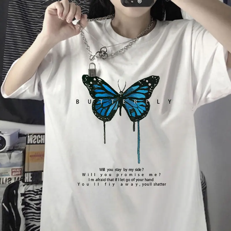 Негабаритная majica sa po cijeloj površini leptir Godišnja ženska majica sa kratkim rukavima Ženske majice Ulica Majica Odjeća Y2k Estetska Slika  5