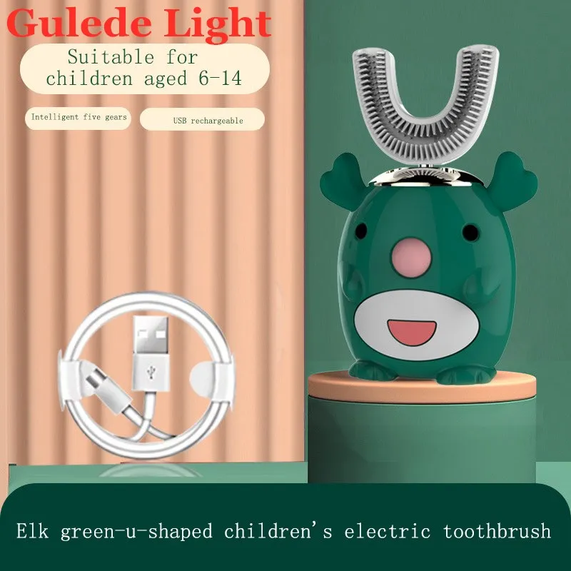 U-oblika dječje električna četkica za zube, punjiva i vodootporan, 2-6-12 godina, silikonska automatsko ultrazvučno četkica za zube Slika  2