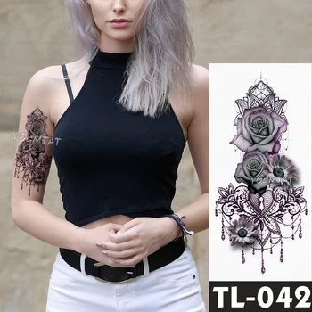 Lažni privremeni tattoo naljepnice tamno-ružičaste cvjetove tetovaža na ruci i ramenu vodootporne ženska flash-tetovaža na body-arte