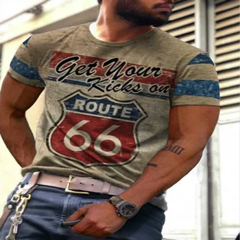 6 Shiel-Europski i Američki ulice je Vrlo Strma i lijepe Majice s kratkim rukavima na Cestama, t-shirt s буквенным ispis broj 66 Stranici