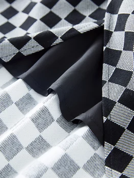 DUSHU Donje zimsko black checkered nepravilan rad haljina Retro srednje duljine s visokim strukom Izravna Ženska suknja elastična struk Prigradskim suknje