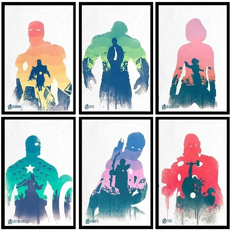 Osvetnici Marvel Superheroj Акварельный Plakat Slike na platnu spider-Man Wall street Art slika za Dnevni boravak Kućni Dekor Slika  3