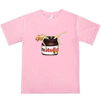 Topla rasprodaja Ženska t-shirt Nutella s cartoonish po cijeloj površini t-shirt Harajuku Ljetne djevojke Zabavne Majice t-Shirt Prozračne soft ženske tanke majice