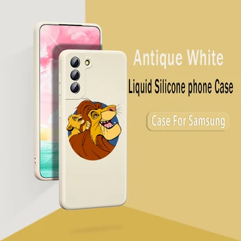 Slatka Lav Kralj Симба za Samsung Galaxy S10 S20 S21 Napomena 20 10 FE Ultra Plus Lite Pro 5 G Tekući Silikon Mekana Torbica za telefon
