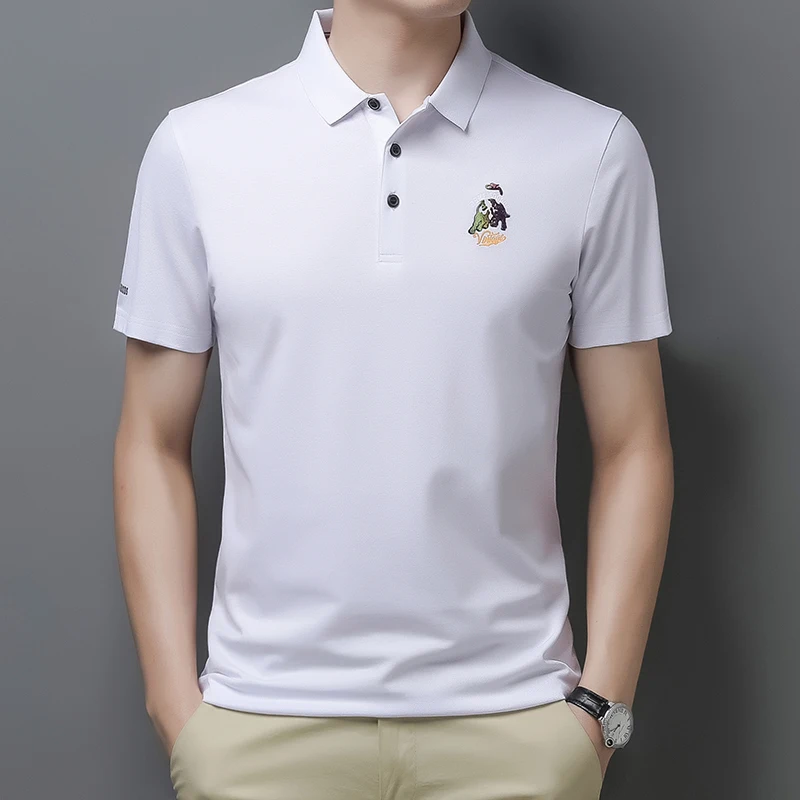 Novi 2021 muška Godišnje kvalitetna muška polo majica kratkih rukava muške vezene Poslovna Svakodnevnica Branded design muška odjeća Slika  1