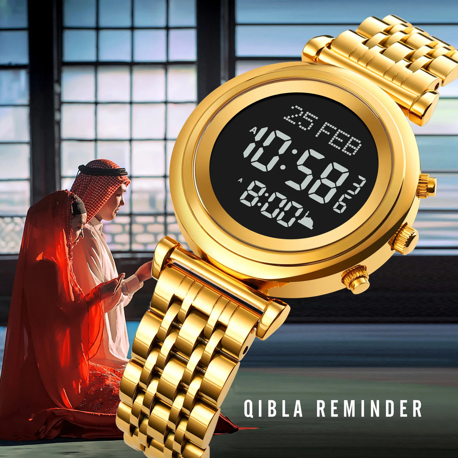 SKMEI Klase Marke Creative Suite muslimanski Digitalni sat Qibla vodootporne Ženske Trendy ženske haljine led Elektronički ručni sat Slika  4