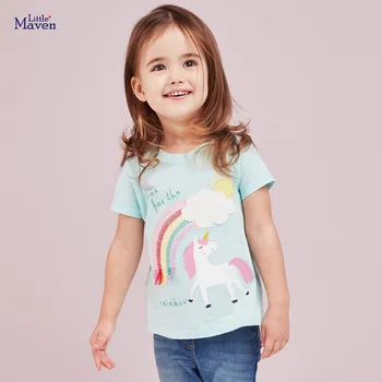 Mala Мэйвен Dječje ljetna odjeća za djevojčice Majice sa po cijeloj površini Jednoroga Marke rainbow pamuk meke lijepe Majice za djecu od 2-7 godina
