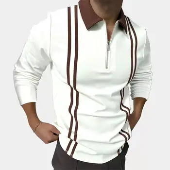 2021 Muške polo majice Jesenski modni Kolaž Svakodnevno s odbačenost ovratnik na munje Dizajn Majice s dugim rukavima Harajuku Muška vanjska odjeća