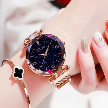 Novi modni satovi za žene Elegantan Magnet Kvarcni satovi Buckle Zvjezdano Nebo Rimski broj Ženski ručni sat Dar Дропшиппинг