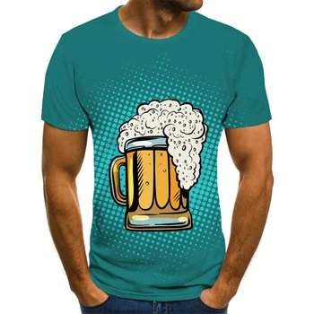 Nova majica s pivski uzorak s 3d ispis za muškarce, moda ulica college, Zabavna sportska majica okruglog izreza, prozračni fitness-top sa kratkim rukavima